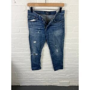 Lucky Brand Women's Ankle Skinny Cropped Boyfriend Jeans Denim Blue Size 0